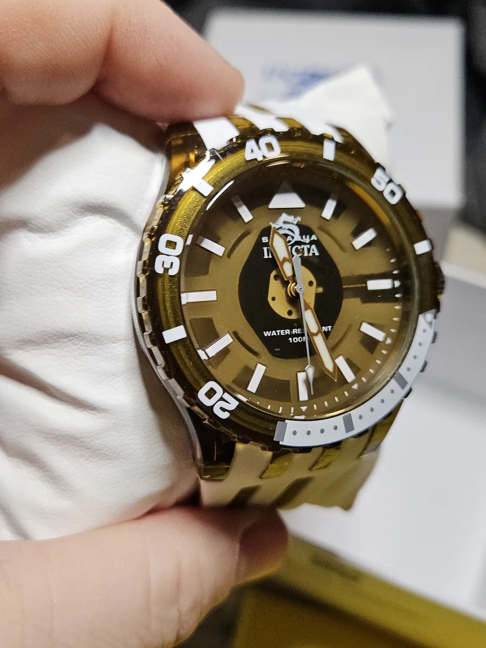 Invicta Subaqua Brown and White Transparent Dive-Style Watch
